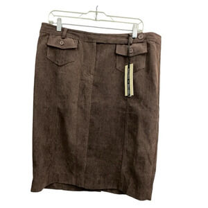 NWT, DELLA SPIGA, ITALY, Brown Corduroy Midi Skirt, Size 14